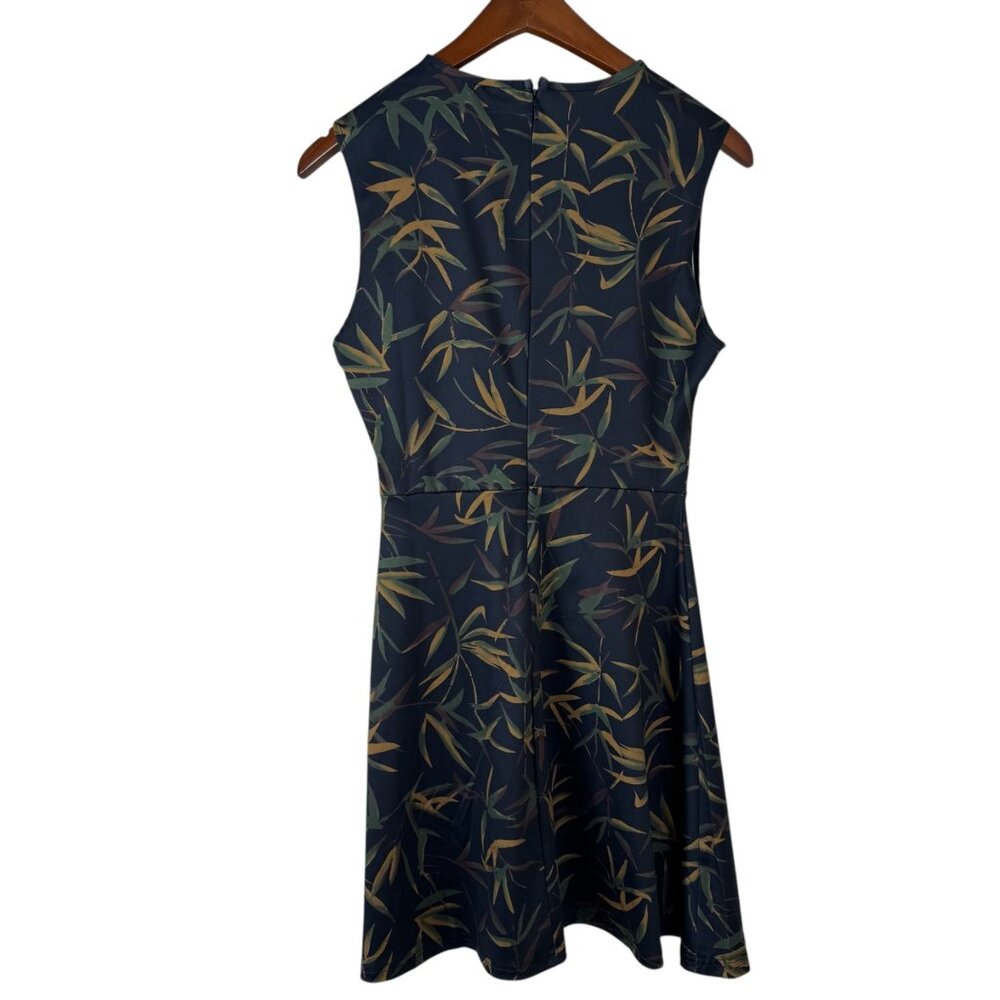 WeWoreWhat NEW Muscle Tank Mini Dress Size Medium Black Multicolor Leaves - Picture 5 of 11